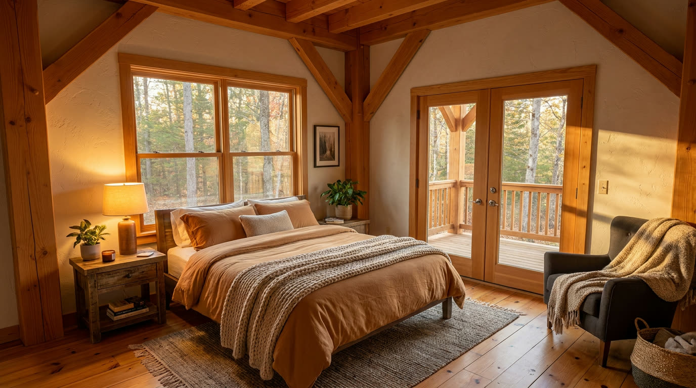 Bedroom, doors to the deck source still